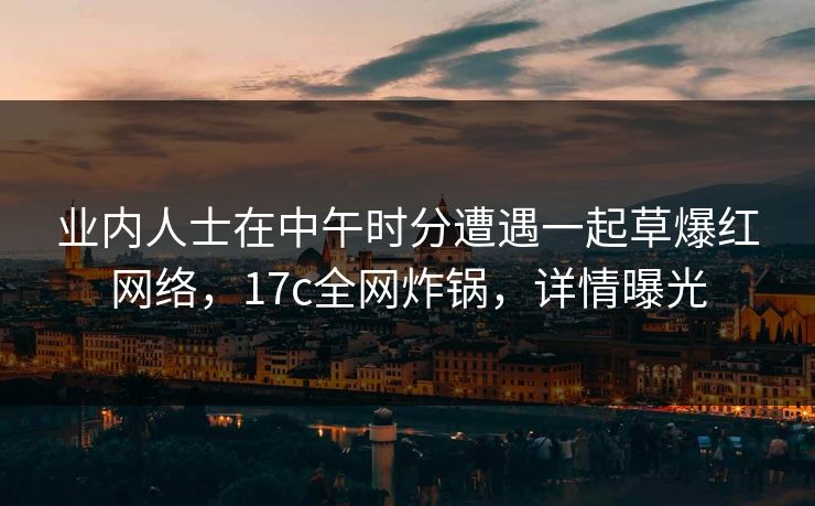 业内人士在中午时分遭遇一起草爆红网络，17c全网炸锅，详情曝光