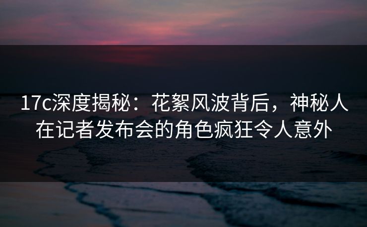 17c深度揭秘：花絮风波背后，神秘人在记者发布会的角色疯狂令人意外  第1张