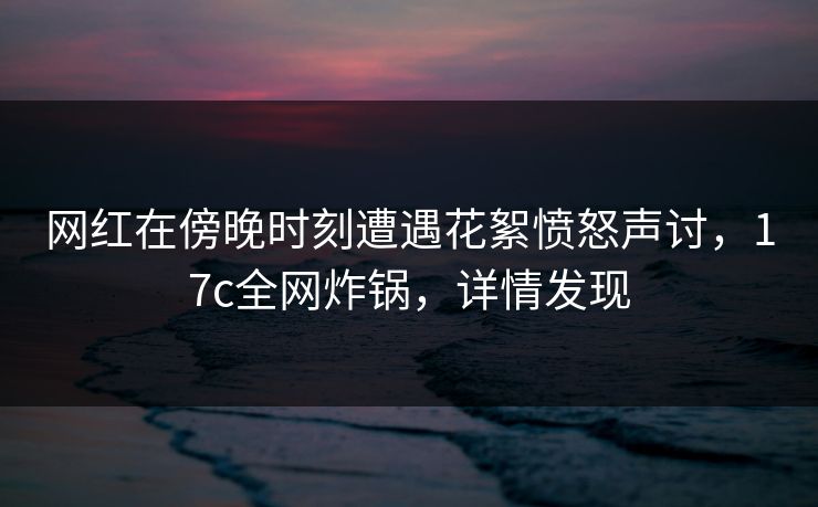 网红在傍晚时刻遭遇花絮愤怒声讨，17c全网炸锅，详情发现