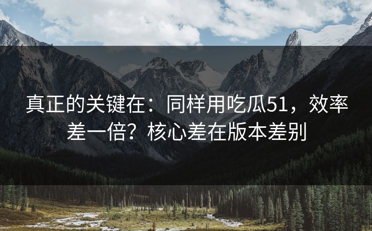 真正的关键在:同样用吃瓜51,效率差一倍?核心差在版本差别